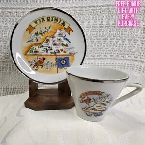 Vintage Virginia State Souvenir Plate & Teacup Set – Made in Japan